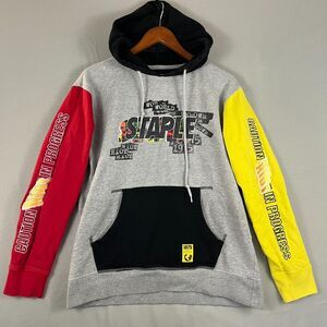 Rare Staple Pigeon Mens Sweater Size Medium Hoodie Pullover Gray Mulitcolor Riot